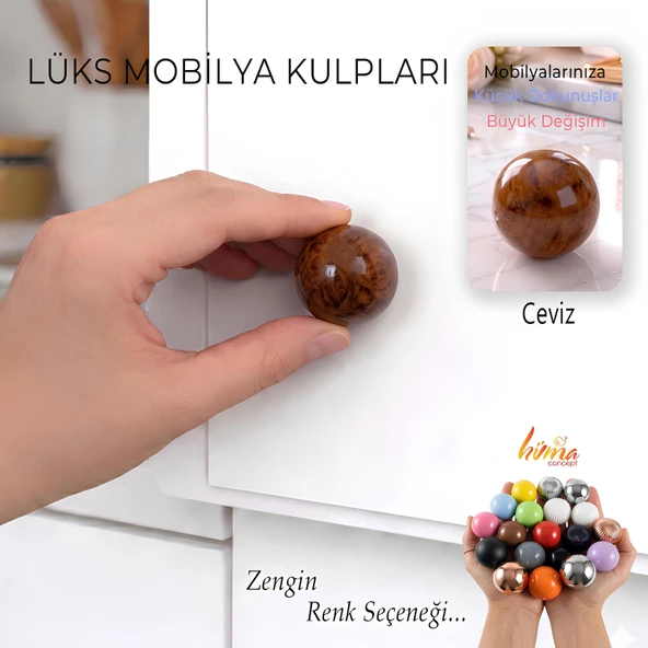 Sert Plastik Düğme Yuvarlak Top Ceviz Dolap Mobilya Mutfak Dolabı Çekmece Kulbu Kulpu Kulplar ürün görseli 1