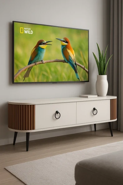 moka park avm Linea Ovallı Çıtalı Şık ve Fonksiyonel Tasarım TV Ünitesi – 120 cm ürün görseli 1