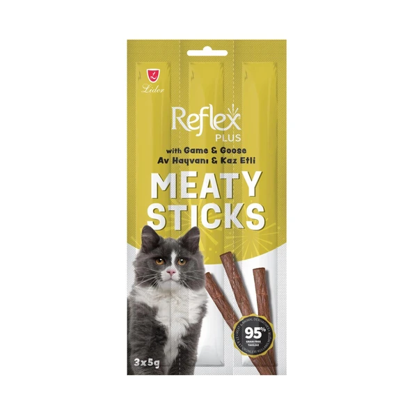Reflex Stick Av Hayvanlı Ve Kaz Etli Tahılsız Kedi Ödül Çubuğu 3x5 gr ürün görseli 1