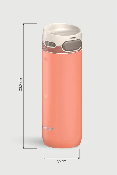 STEVIG 4 ACTION TRIGGER-CONTROL ÇELİK TERMOS 500 ML CORAL ROSE ST-231 - Resim 5