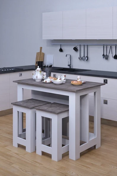 moka park avm Mutfak Yemek Masası 2 Tabureli Çok Amaçlı Kullanımlı Adaiki ürün görseli 1
