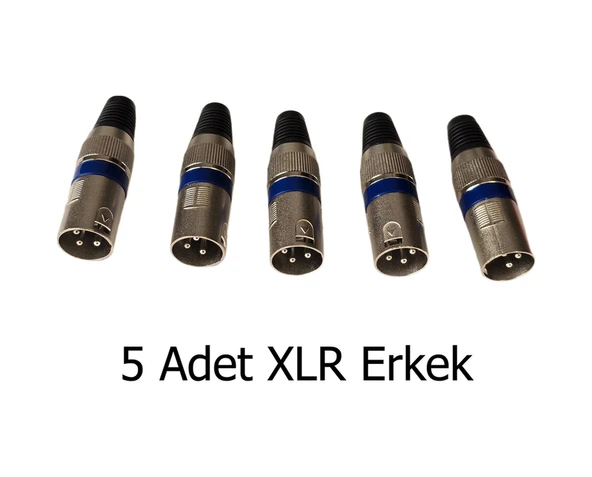 Profesyonel Xlr Erkek Jak - Mikrofon Ve Ses Sistemleri İçin 3 Pinli Konnektör 5'li Set ürün görseli 1