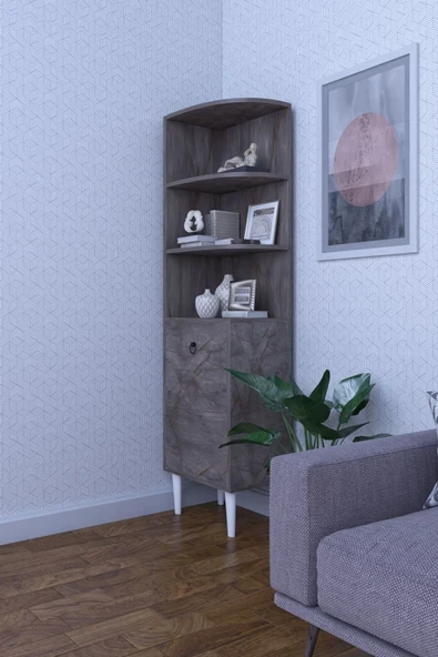mokaparkavm Dekoratif Köşe Rafı, Çok Amaçlı Raf, Salon Rafı Lukas ürün görseli 1