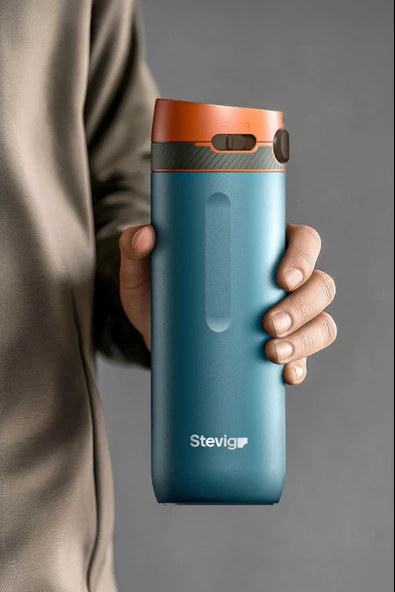 STEVIG 4 ACTION TRIGGER-CONTROL ÇELİK TERMOS 500 ML INK BLUE ST-234 - Resim 3