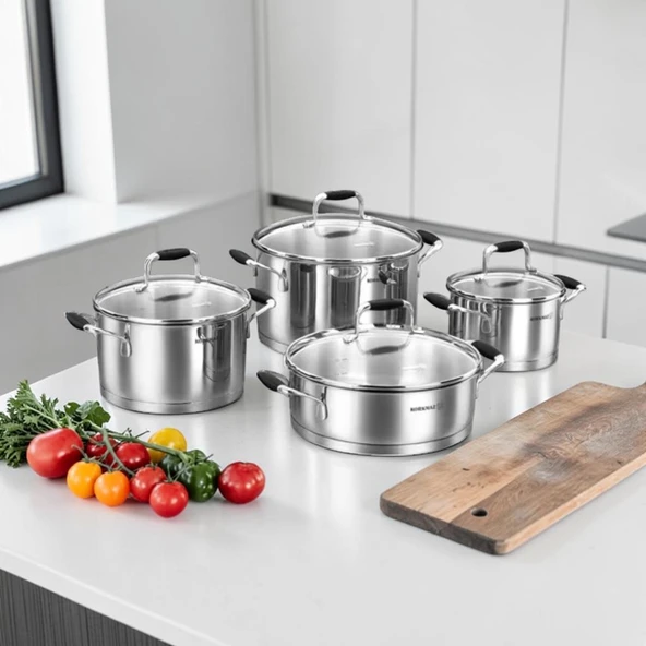 TENCERE SET FLORA 8 PRÇ. SİYAH ürün görseli 1