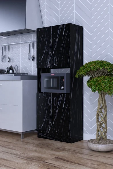 moka park avm Nisan Çok Amaçlı Kapaklı Şık Mikrodalga Fırın Dolabı Ceviz ürün görseli 1