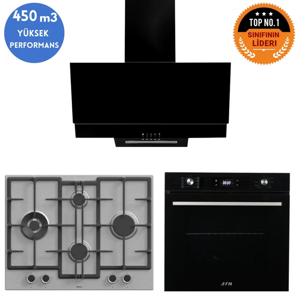 AFM Tech ve Ferre MARKA Griar Turbolu İnox Siyah Dijital Ankastre Set (ED071-WFA wok+FM7700+FM3250) ürün görseli 1