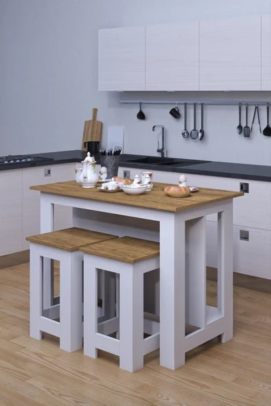 moka park avm Mutfak Yemek Masası 2 Tabureli Çok Amaçlı Kullanımlı Adaiki ürün görseli 1