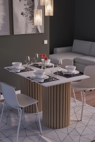 mokaparkavm BODRUM YEMEK MASASI  PORSELEN MERMER DEZGAH ürün görseli 1
