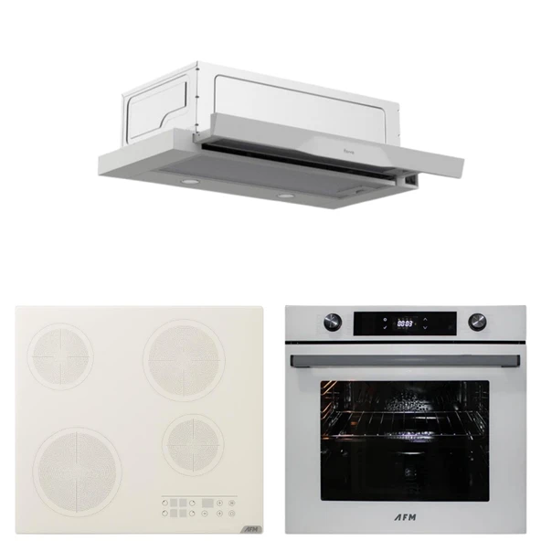 AFM Tech ve Ferre Marka Elektrikli Vitro.NN Ankastre Set ( D037 Sürgülü Aspiratör + FM7701 +V6-05 ) ürün görseli 1