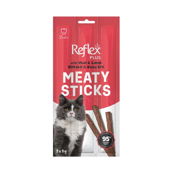 Reflex Meaty Sticks Biftekli ve Kuzu Etli 3x5 gr Kedi Ödül Çubuğu ürün görseli 1