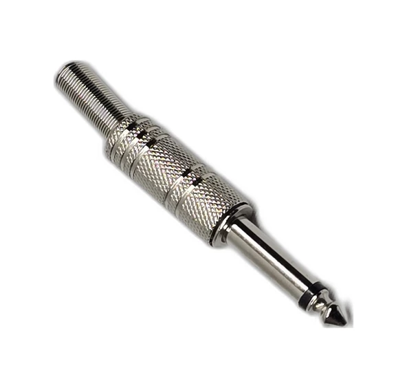 6.35mm Mono Erkek Jak Metal Kasa Gümüş Renk Gitar Amfi Hoparlör Ses Kablosu Tamir Konnektörü Uç ürün görseli 1