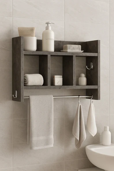 moka park avm Erguvan çok amaçlı banyo rafi fonksiyonel tasarım askılıklı düzenleyici ürün görseli 1