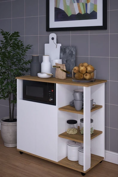 mokaparkavm 2 Kapaklı Çok Amaçlı Şık Mikro Dalga Fırın Dolabı ürün görseli 1
