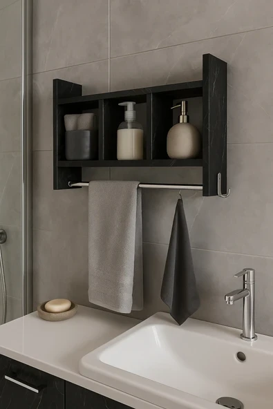 moka park avm Erguvan çok amaçlı banyo rafi fonksiyonel tasarım askılıklı düzenleyici ürün görseli 1