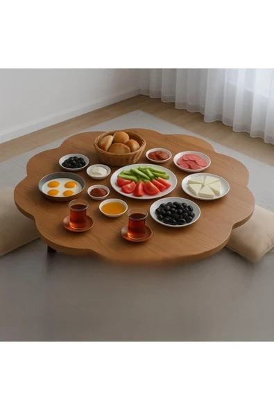 mokaparkavm Yaprak Form Katlanabilir Yer Piknik Ve Kahvaltı Sofrası Sahil Kamp Sofrası Dekoratif Şık Modern ürün görseli 1