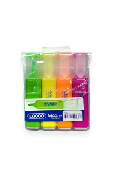 Lacco 204 LACCO NEON FOSFORLU KALEM 4 LÜ SET ürün görseli 1