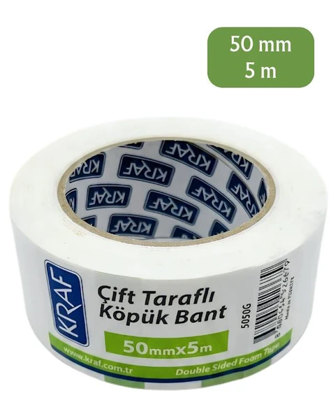 Kraf Çift Taraflı Köpük Bant 50mm x 5m 5050G ürün görseli 1