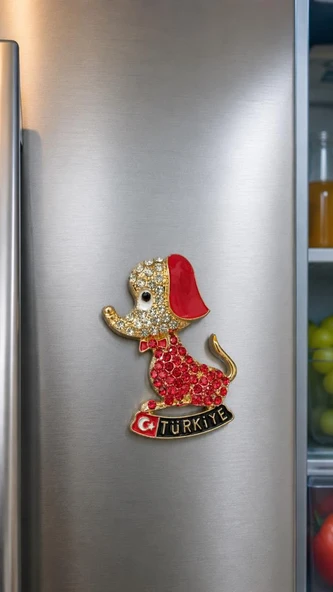 Magnet Taşlı Köpek Figürlü Buzdolabı Magneti – Dekoratif Hediyelik Türkiye Magneti ürün görseli 1