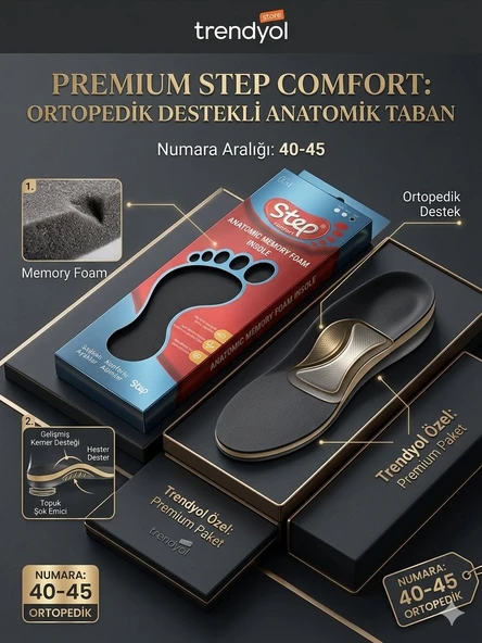 Step Comfort Ortopedik Memory Foam (Hafızalı Sünger) Ayakkabı Tabanlığı - 40-45 Numara ürün görseli 1