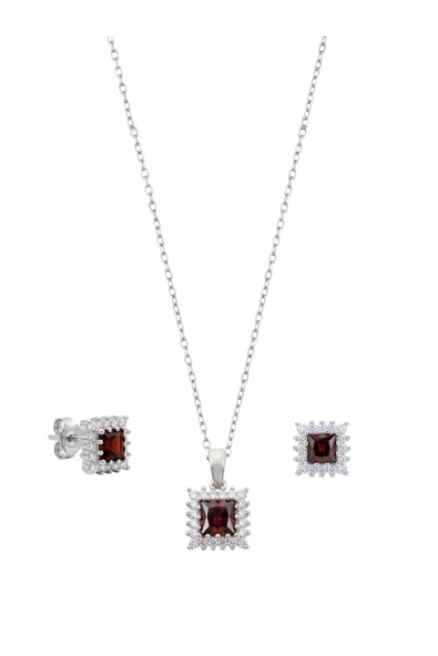 Kare Işıltılı Garnet Tek Taşlı Gümüş Set Takım [OYSY261] ürün görseli 1