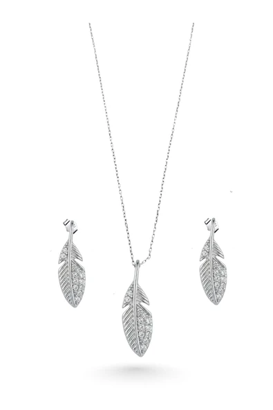 Işıltılı Kuş Tüyü Gümüş Set&Takım O038438 ürün görseli 1