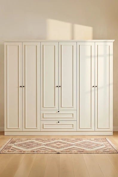 ARGİMO Maya 6 Kapaklı Dolap 54x182x210 cm Beyaz Dolap ve Gardırop ürün görseli 1