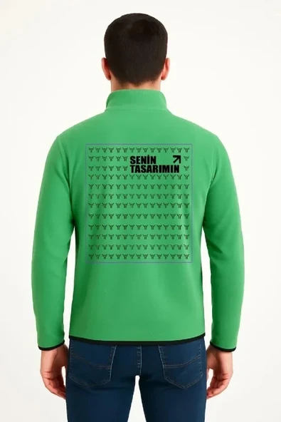 Ön Arka Polar Kazak Dik Yaka - Yeşil ürün görseli 1