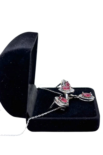 Yakut Işıltılı Gümüş Set&Takım - Resim 2