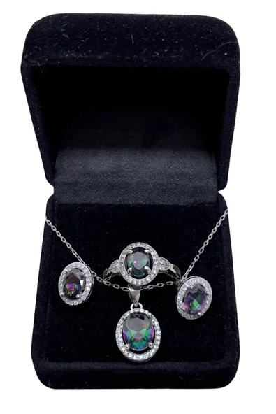 Işıltılı Alexandrite Gümüş Takım Seti(Yüzük numarası satıcıya bildirilmeli) ürün görseli 1