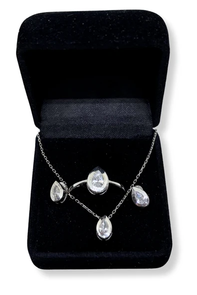 Çerçeveli Işıltı Damlası Gümüş Set&Takım ürün görseli 1