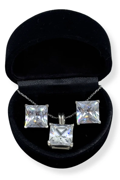 Kare Baget Işıltılı Gümüş Set&Takım ürün görseli 1