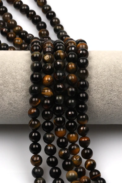 Siyah Kaplan Gözü Doğal Taş Dizi 8 mm Küre Kesim - DZ-1051 ürün görseli 1