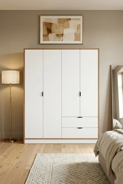 ARGİMO Arya 4 Kapaklı Dolap 44x145x182 cm Beyaz Dolap ve Gardırop ürün görseli 1