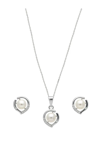 Zirkon Taşlı Damla Çerçeveli İnci Gümüş Set & Takım [Inc04858F] ürün görseli 1