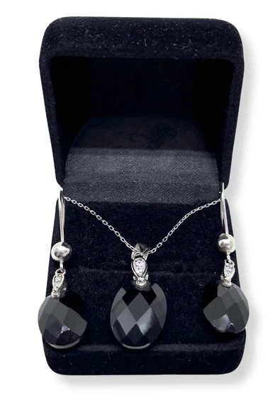 Işıltılı Oniks Taşlı Gümüş Set & Takım ürün görseli 1