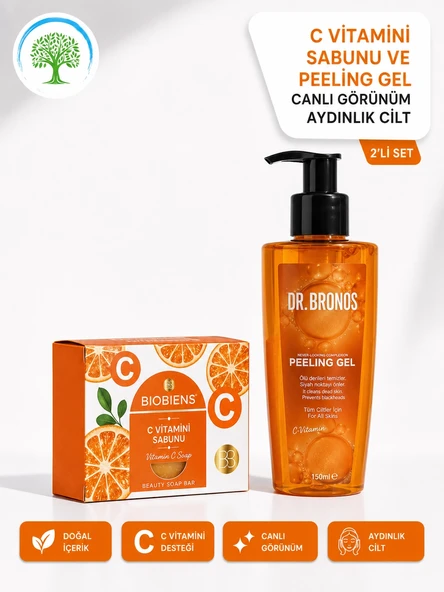 DR.BRONOS C Vitamin Peeling Jel 150 ml & Biobiens C Vitamini Sabun ürün görseli 1