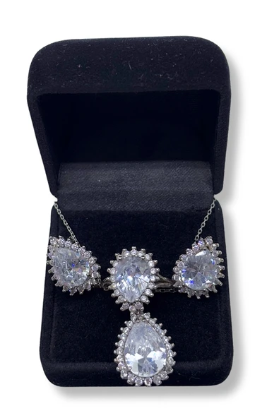 Zirkon Damla Işıltılı Gümüş Set&Takım ürün görseli 1