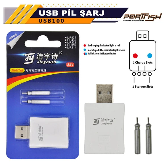 Portfish Olta Ucu Işığı +2 battery Pili Şarj Kiti ürün görseli 1