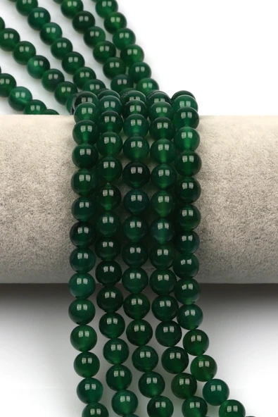 Yeşil Akik Doğal Taş Dizi 8 mm Küre Kesim - DZ-1057 ürün görseli 1