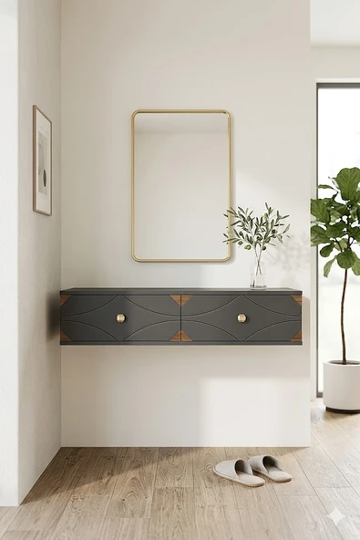 TDA1297AG ALFA Dresuar , Antre Hol Rafı Antrasit-Gold 120cm ürün görseli 1
