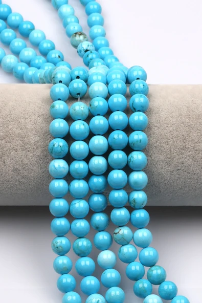 Turkuaz Doğal Taş Dizi 8 mm Küre Kesim - DZ-1056 ürün görseli 1