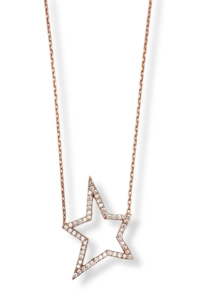 Rose Gold ıIşıltılı İçi Boş Yıldız Hayalet Gümüş Kadın Kolye ürün görseli 1