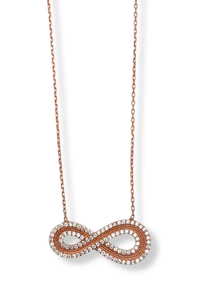 Rose Gold Beyaz Işıltılı Infinity Hayalet Gümüş Kadın Sonsuzluk Kolye ürün görseli 1