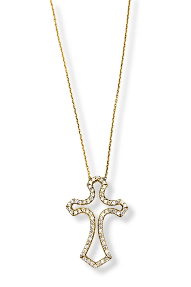Gold Beyaz Işıltılı Cross Hayalet Gümüş Kadın Kolye ürün görseli 1