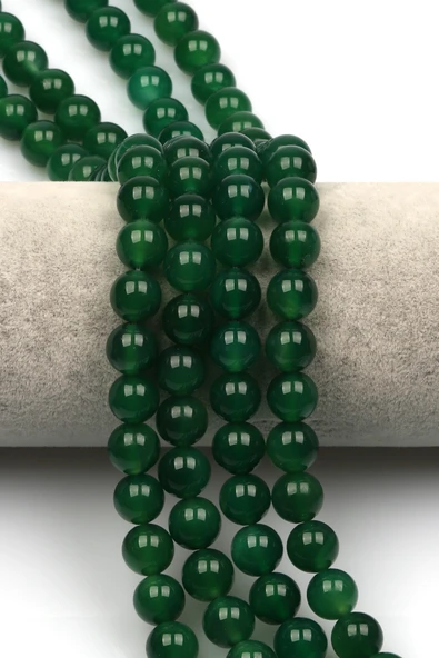 Yeşil Akik Doğal Taş Dizi 10 mm Küre Kesim - DZ-1058 ürün görseli 1