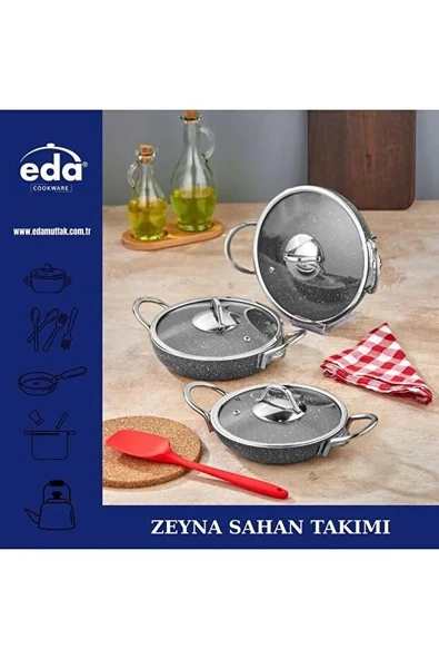 Eda ZK-603 Zeyna 3'lü Granit Kapaklı Sahan Set ürün görseli 1