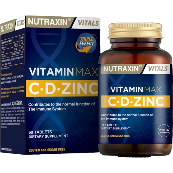 Nutraxin Vitamin Max C + D Zinc 60 Tablet ürün görseli 1