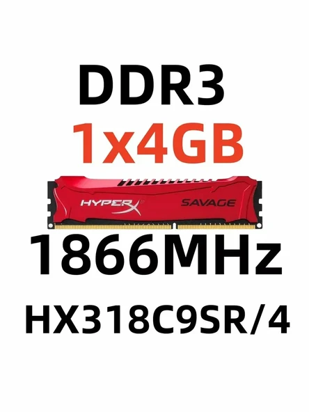 Kingston HyperX 4GB 1866MHz DDR3 Ram HX318C9SR/4 MASAÜSTÜ RAM BELLEK ürün görseli 1