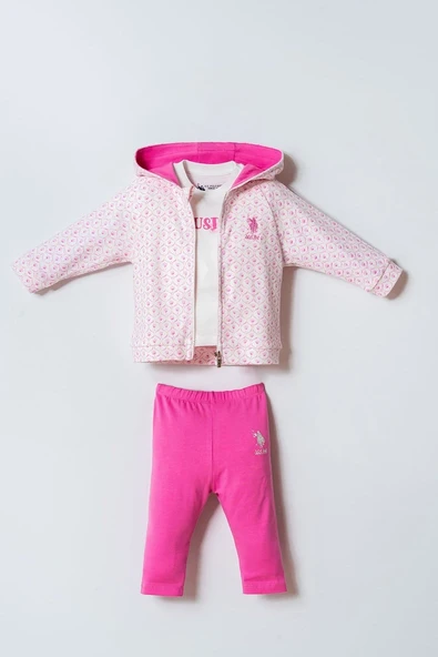 U.S. Polo Assn Kız Bebek  3'li Takım Pembe ürün görseli 1
